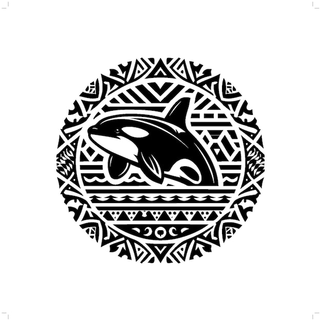 Vector orca silhouette in animal ethnic polynesia tribal illustration