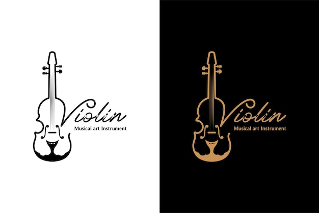 Disegno di illustrazione vettoriale del logo della musica per violino orchestrale dell'arte musicale