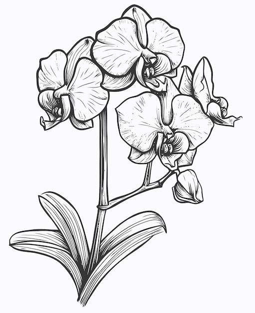 Orchid Flower Illustration Orchid flower coloring book