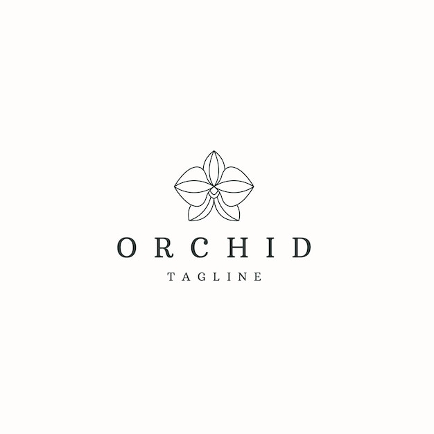 Vettore piano del modello di progettazione dell'icona del logo del fiore dell'orchidea