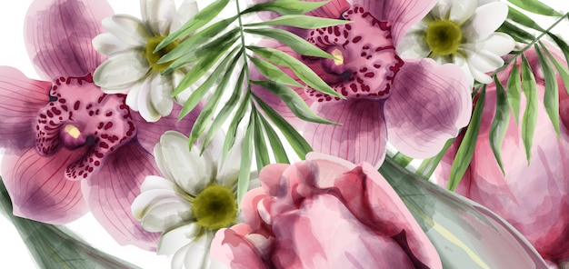 Orchid flowers background card