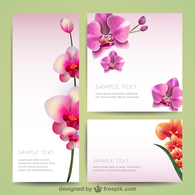 Vector orchid flowers banners