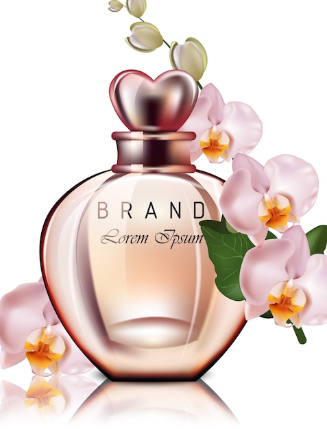 Vector orchidee bloem parfum fles