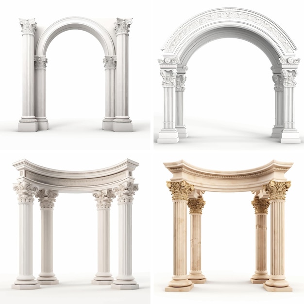 Order 3d classical medieval historical marble temple capital frame interior history doorway