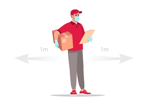 Vettore ordine di consegna su illustrazione di colore rgb semi piatta in quarantena
