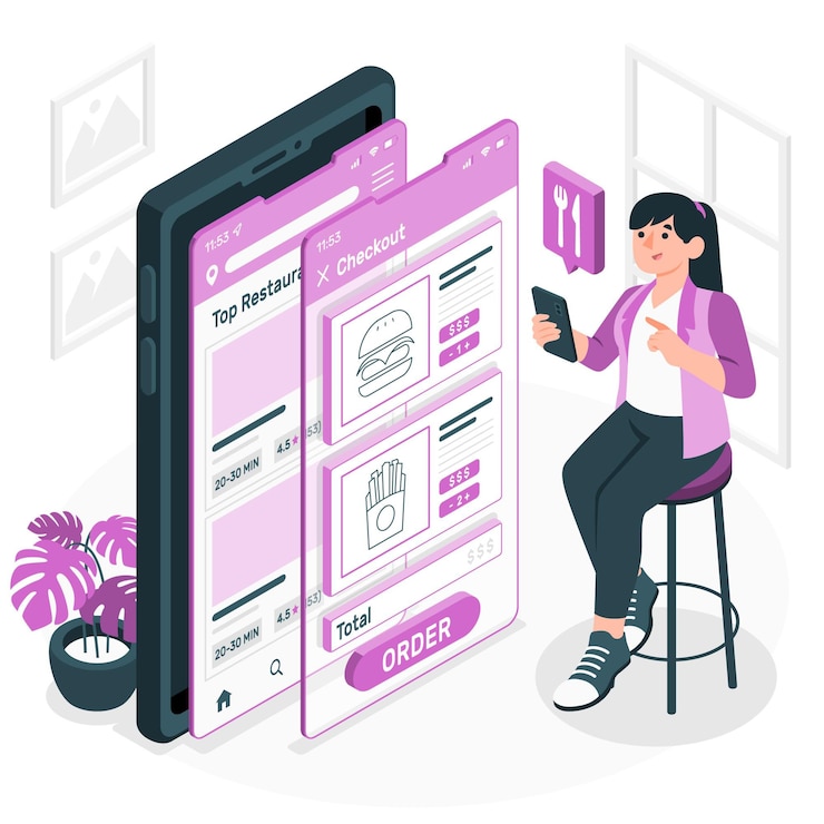 Vector order food concept illustration