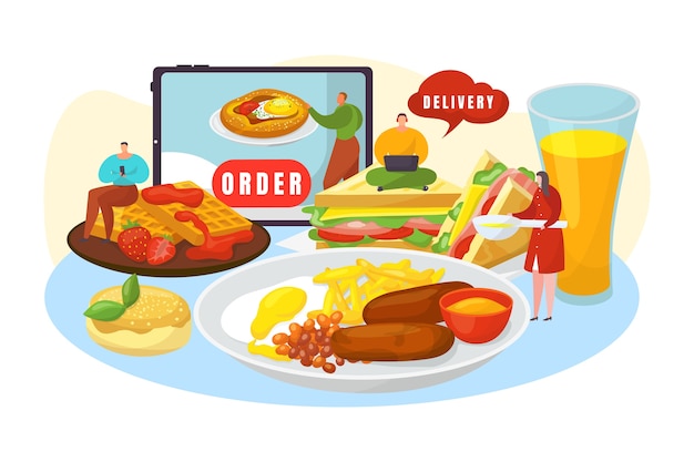 Vector order food delivery online isolated illustration