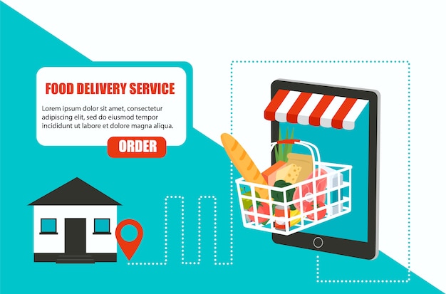 Order food Grocery delivery at home and smartphone app