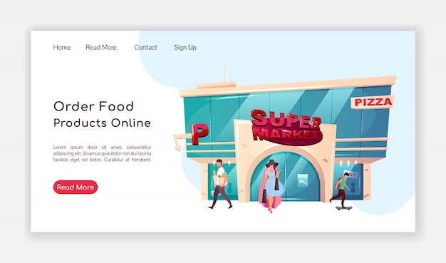 Vector order food products online homepage