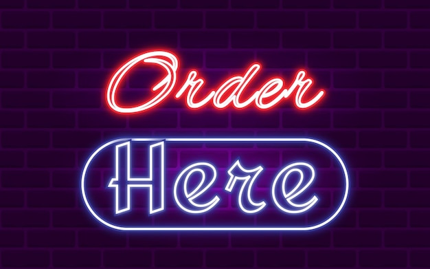 Order here neon background