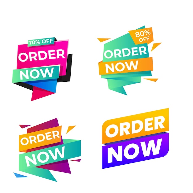 order now red ribbons online shopping web banners order now icons of corner bookmarks tags flags