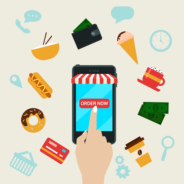 Ordinazione di fast food online da smart phone