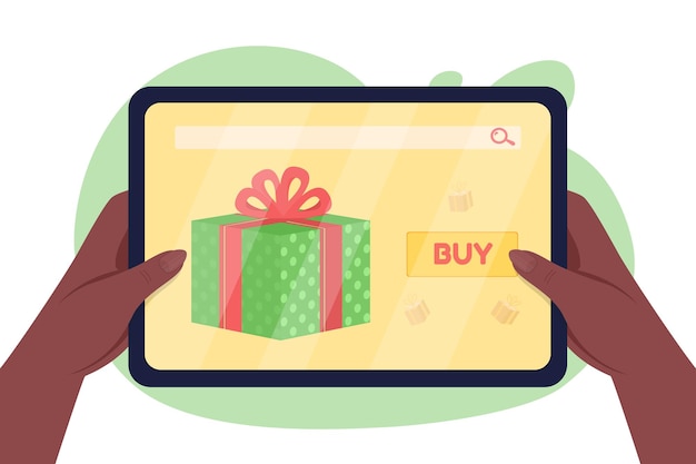 Ordering present for Christmas 2D vector isolated illustration