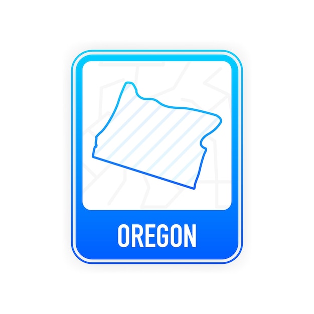 Oregon - Amerikaanse staat. Contourlijn in witte kleur op blauw bord. Kaart van de Verenigde Staten van Amerika. Vector illustratie.