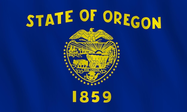 Oregon amerikaanse staatsvlag met golvend effect, officieel aandeel.