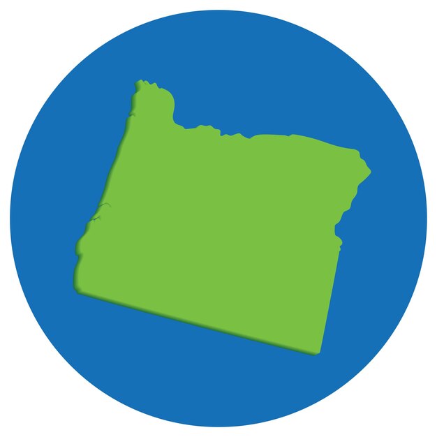 Oregon map in globe shape green with blue round circle color map of oregon usa map