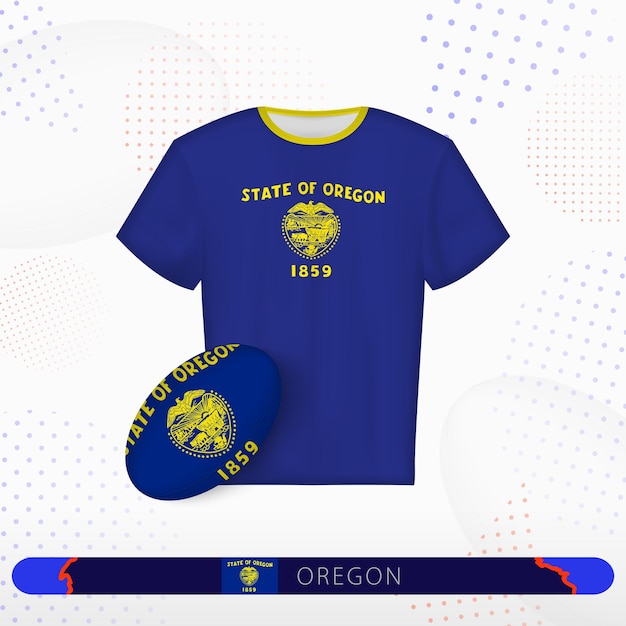 Vector oregon rugby jersey met rugbybal van oregon op abstracte sportachtergrond