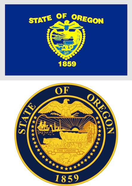 Oregon US State Flag and Coat of Arm Design