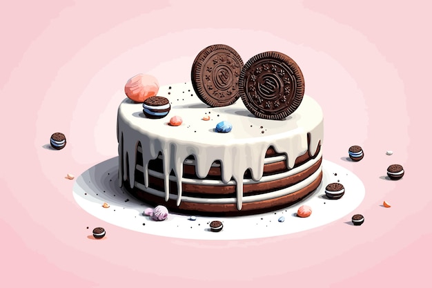 oreo cake Cartoon Vector illustration