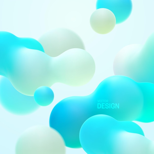 Organic abstract background with gradient turquoise blob shapes