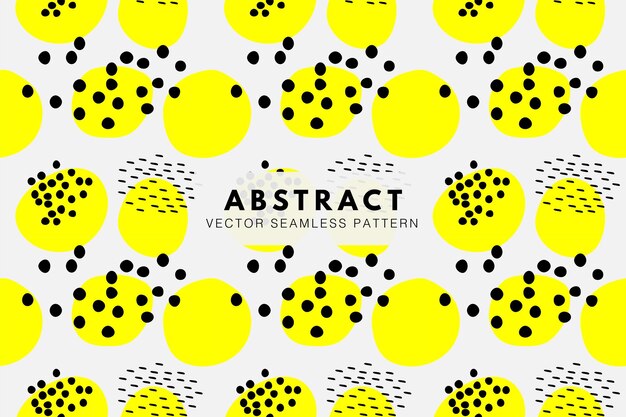 Vector organic abstract round yellow and black shapes vector seamless repeating pattern