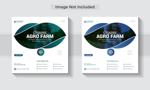 Vector organic agro farm services social media post and web banner template