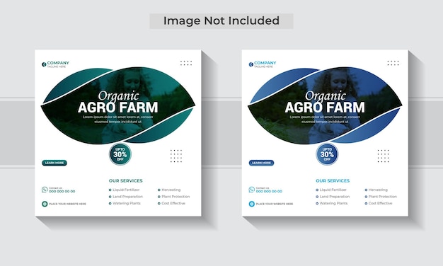 有機農業ファーム サービスのソーシャル メディアの投稿と Web バナーのテンプレート