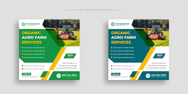 Banner post sui social media per l'agricoltura biologica o modello di banner post per servizi agricoli agricoli