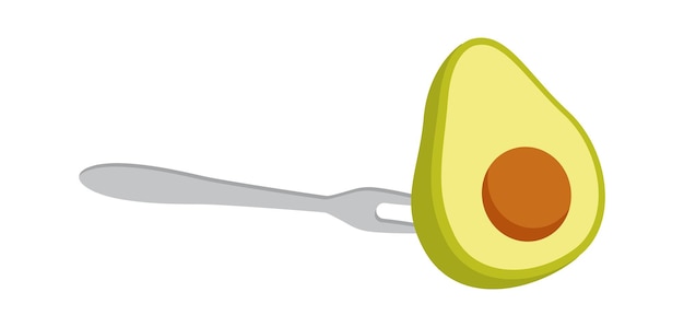 Organic avocado on fork flat icon Balanced nutrition