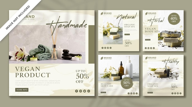 Vector organic beauty body spa instagram post social media template