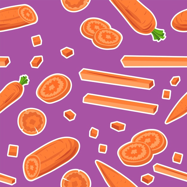 Organic carrot diced and sliced seamless pattern