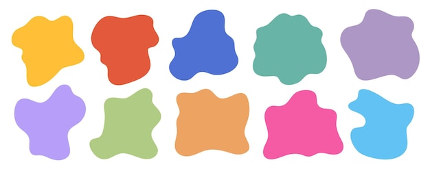 Organic colorful blob shape isolated on transparent background abstract fluid shapes vector set