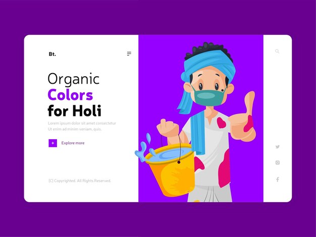 Organic colors for holi landing page template