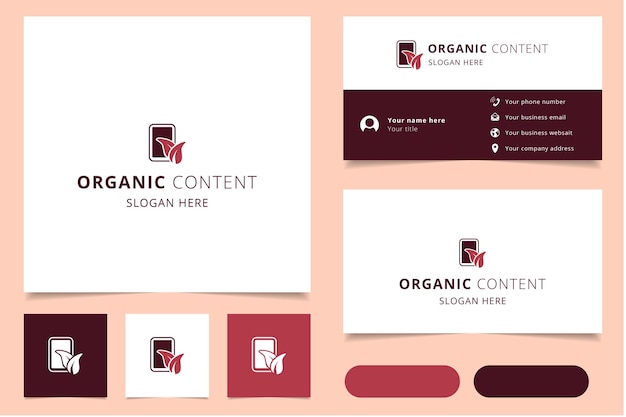 Organic content logo design with editable slogan branding