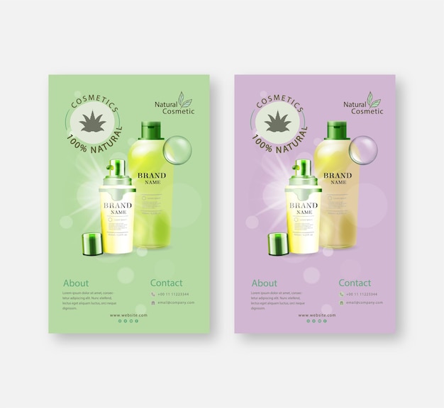 Vector organic cosmetic squared flyer template