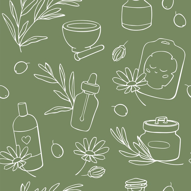 Organic Cosmetics seamless pattern 