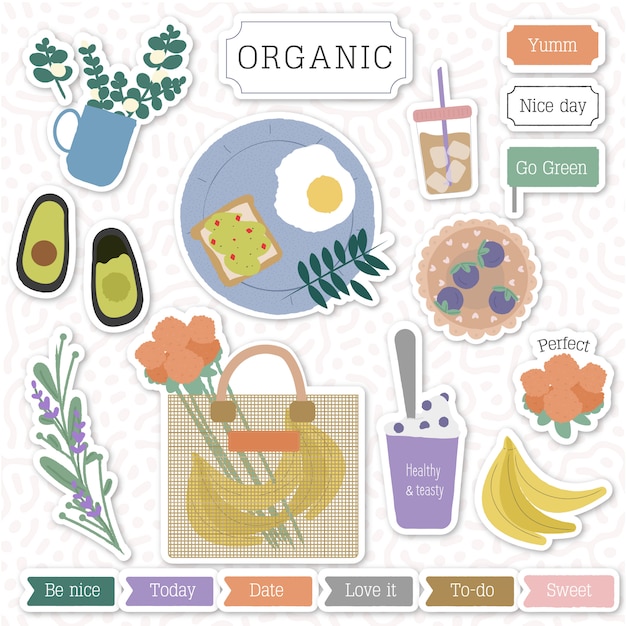 Organic cute sticker pack