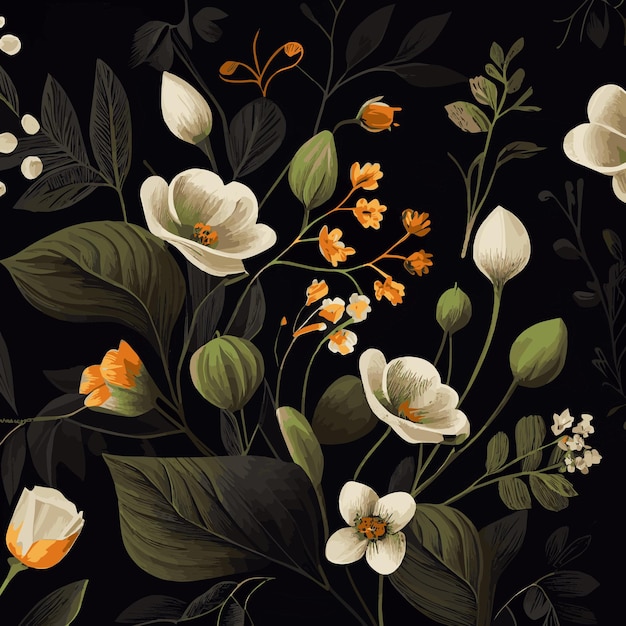 Vector organic dark floral texture pattern background vector