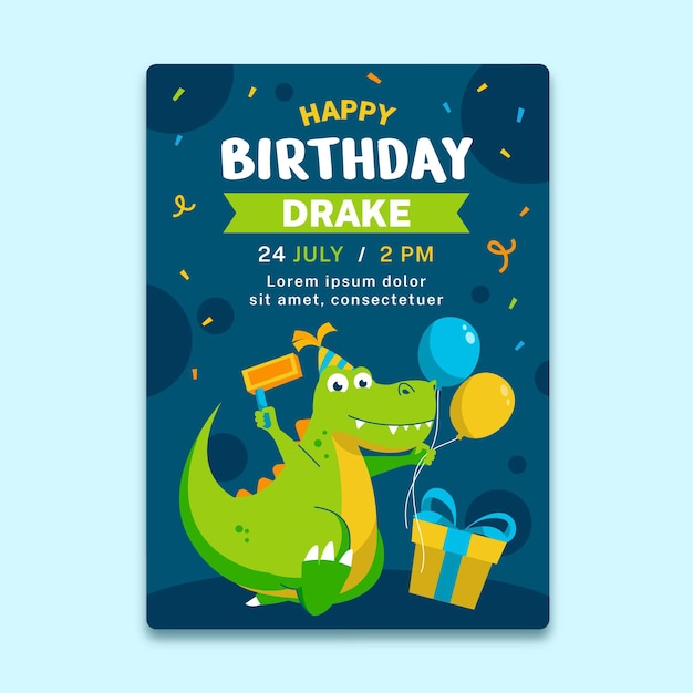 Invito di compleanno di dinosauro biologico