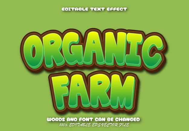 Organic farm editable text effect cartoon style