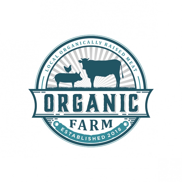 Vector organic farm vintage logo