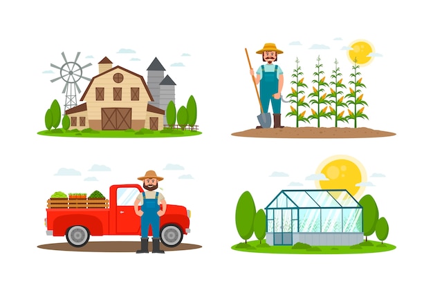 Vector organic farming concept collection