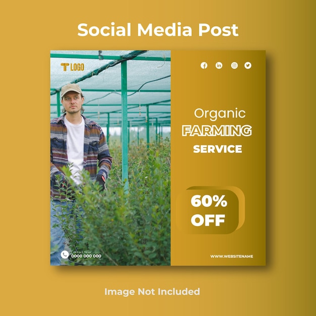 Organic farming social media post design template