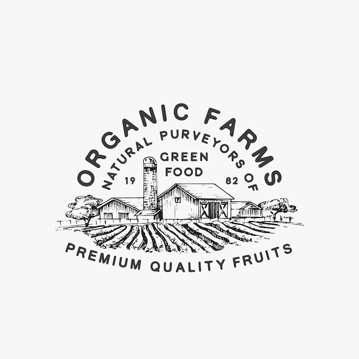 Vector organic farms green food.