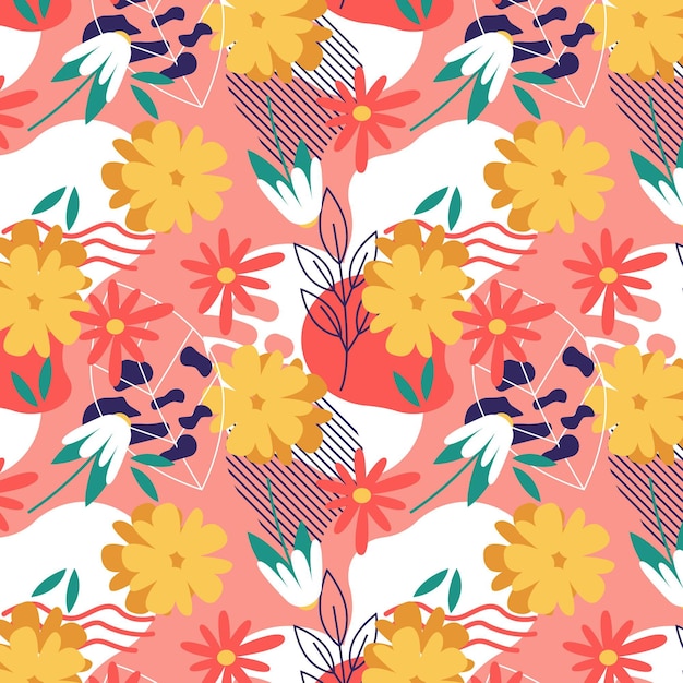 Organic flat abstract floral pattern