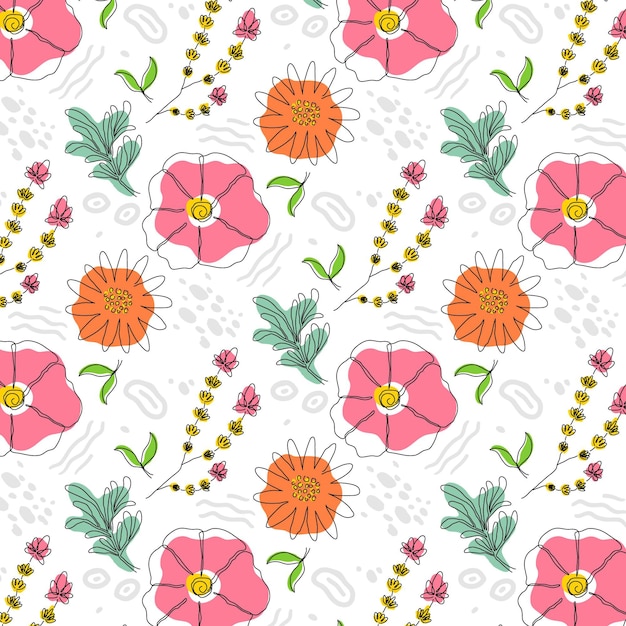 Organic flat abstract floral pattern