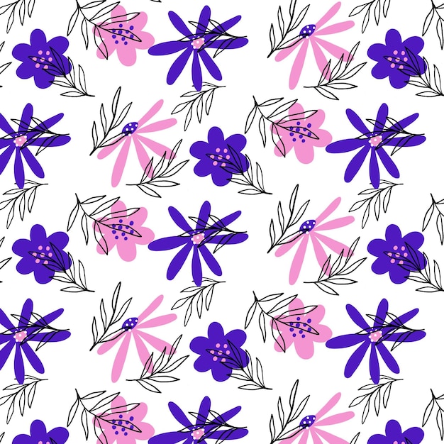 Vector organic flat abstract floral pattern