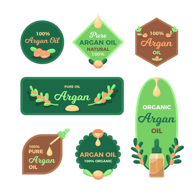 Organic flat argan oil badge collection