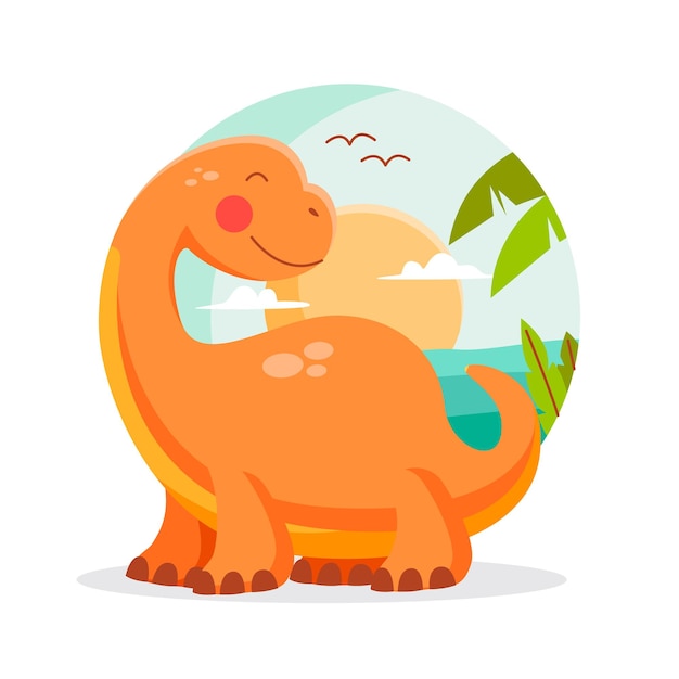 Organic flat baby dinosaur illustrated