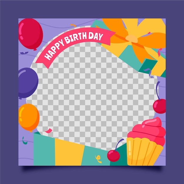 Organic flat birthday facebook frame